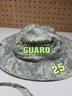 National Guard mens digital camo Mears 25 Hendricks nascar bucket hat M EUC